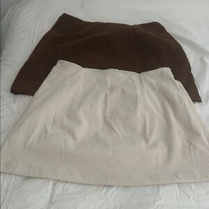 Cream and Brown Corduroy Skirt Set